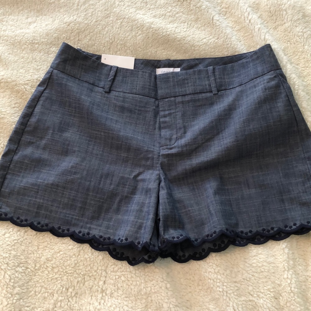 NWT Calvin Klein Blue Scalloped Edge Shorts